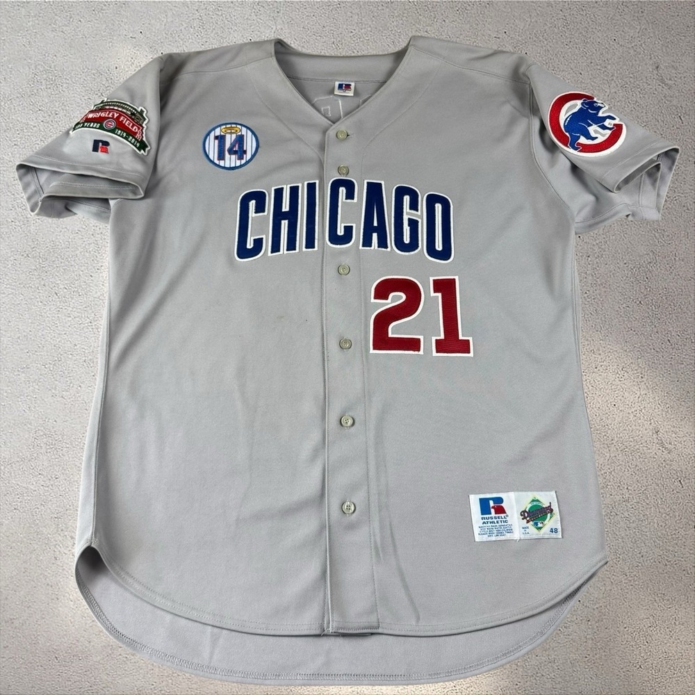 VTG Russell Athletic Diamond Collection Chicago Cubs Sammy Sosa Jersey Sz 48 USA
